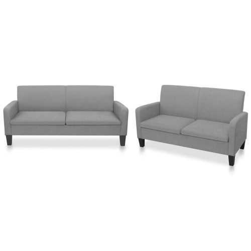 2-dijelni set sofa od tkanina svjetlosivi