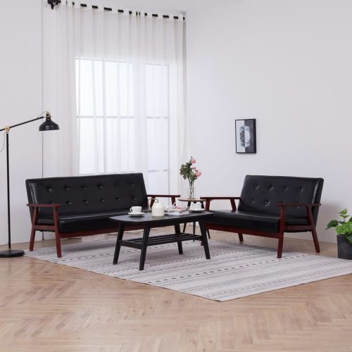 2-dijelni set sofa od umjetne kože crni