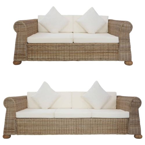 2-dijelni set sofa od prirodnog ratana s jastucima