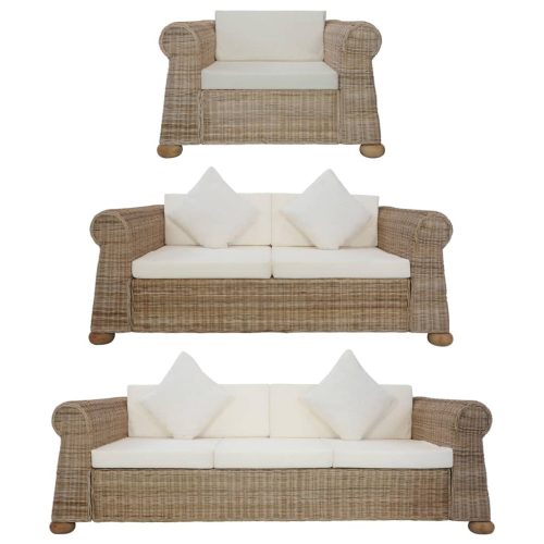 3-dijelni set sofa od prirodnog ratana s jastucima