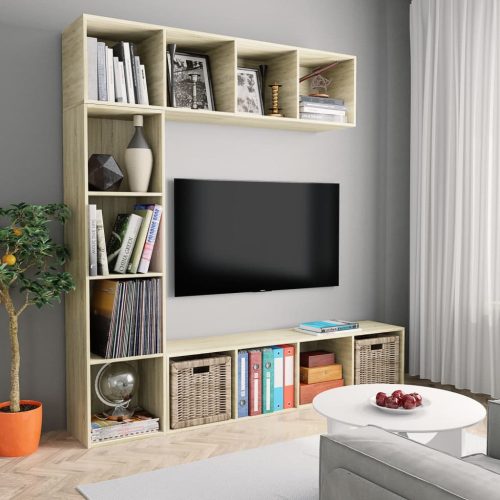 3-dijelni set ormarića za knjige/TV boja hrasta 180x30x180 cm