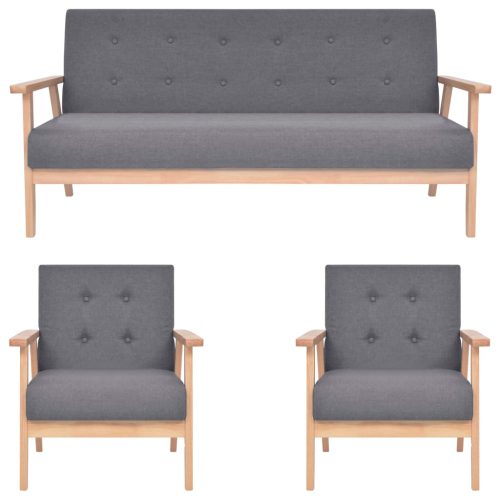 3-dijelni set sofa od tkanine tamnosivi