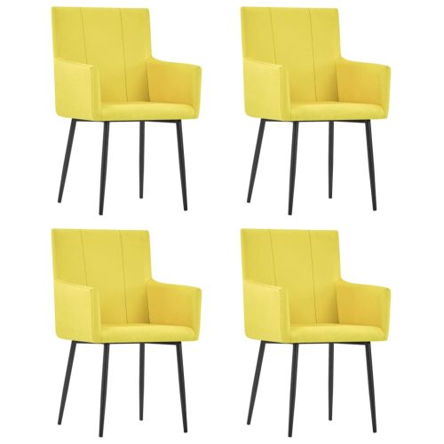 Blagovaonske stolice s naslonima za ruke 4 kom žute od tkanine