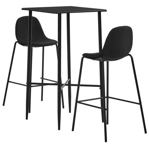 3-dijelni barski set od tkanine crni