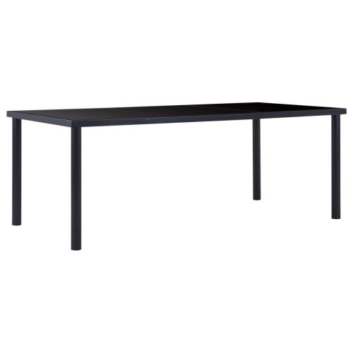 Blagovaonski stol crni 200 x 100 x 75 cm od kaljenog stakla