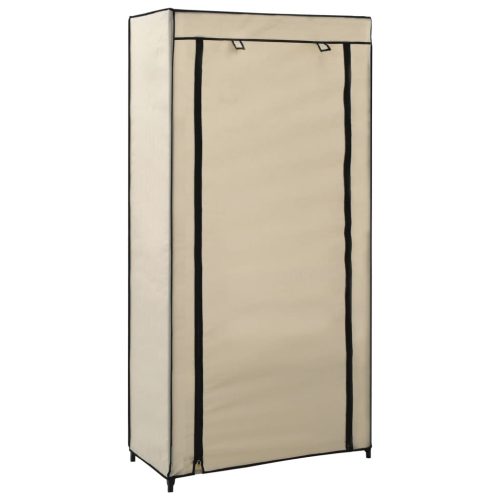 282429  Shoe Cabinet with Cover Cream 58x28x106 cm Fabric