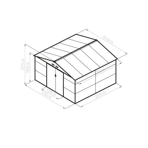 EPT stabilna metalna vrtna kućica 1085 - 340X319 CM - smeđa boja