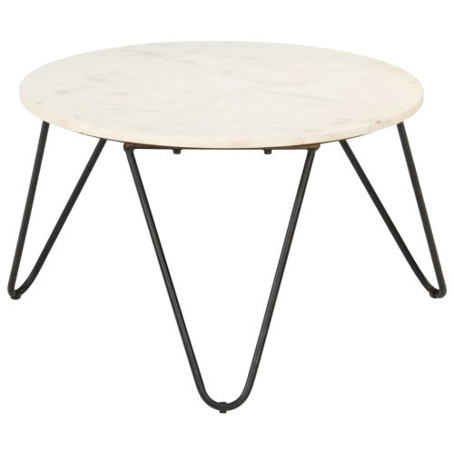 Stolić za kavu bijeli 65x65x42 cm pravi kamen mramorne teksture