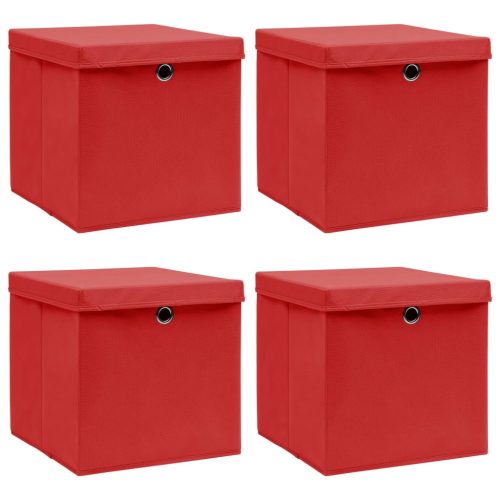 Kutije za pohranu s poklopcima 4 kom crvene 32x32x32 cm tkanina
