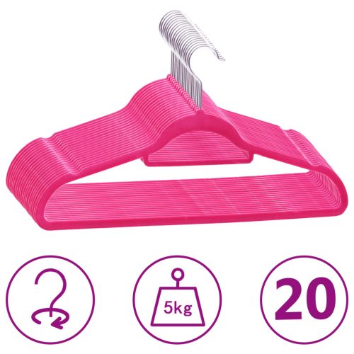 20-dijelni set vješalica protuklizni ružičasti baršunasti