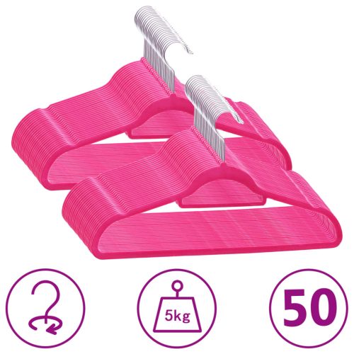 50-dijelni set vješalica protuklizni ružičasti baršunasti