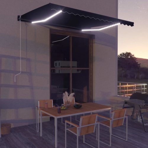 Tenda na ručno uvlačenje s LED svjetlima 400 x 300 cm antracit