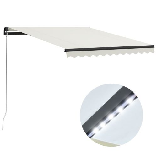 Tenda na ručno uvlačenje s LED svjetlima 300 x 250 cm krem