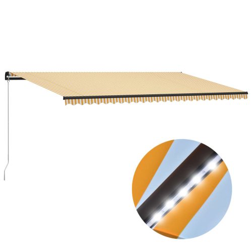 Tenda na ručno uvlačenje s LED svjetlom 600x300 cm žuto-bijela