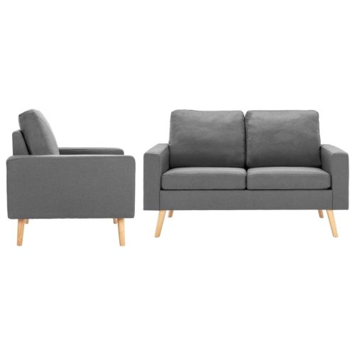 2-dijelni set sofa od tkanine svjetlosivi