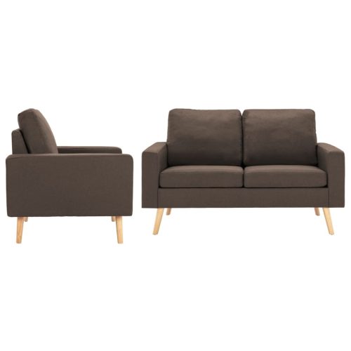 2-dijelni set sofa od tkanine smeđi