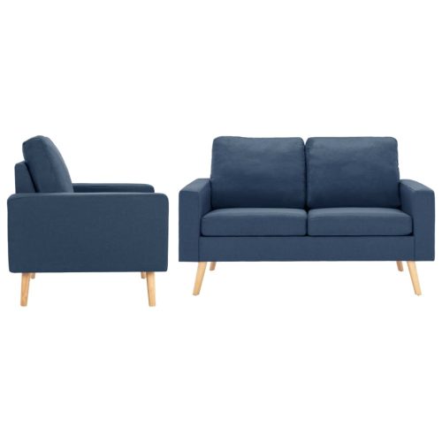 2-dijelni set sofa od tkanine plavi