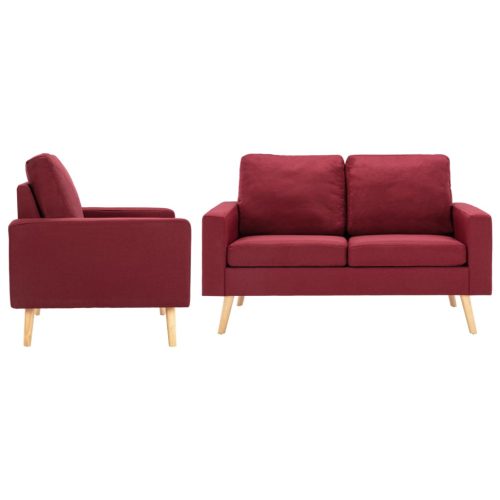 2-dijelni set sofa od tkanine crvena boja vina