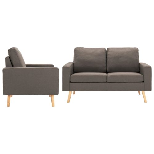 2-dijelni set sofa od tkanine smeđe-sivi