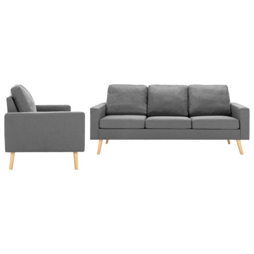 2-dijelni set sofa od tkanine svjetlosivi