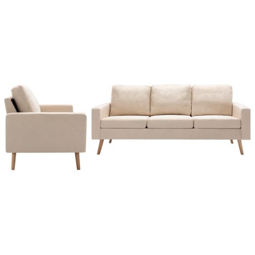 2-dijelni set sofa od tkanine krem