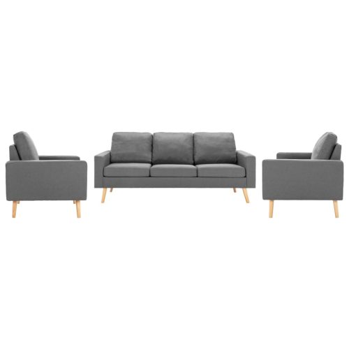 3-dijelni set sofa od tkanine svjetlosivi