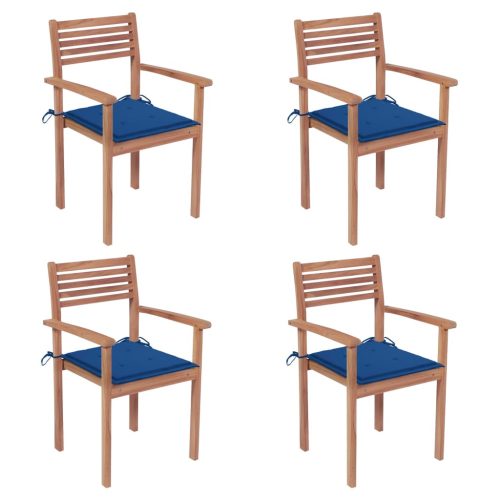 Vrtne stolice s kraljevsko plavim jastucima 4 kom od tikovine