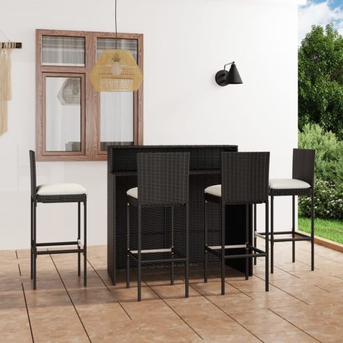5-dijelni vrtni barski set s jastucima crni