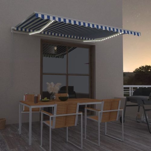 Tenda na ručno uvlačenje LED 400 x 300 cm plavo-bijela