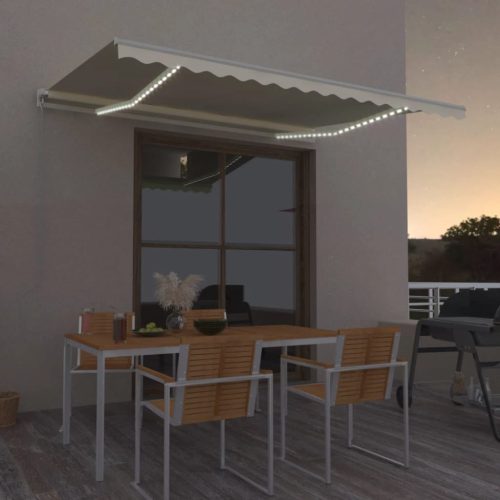 Tenda na ručno uvlačenje s LED svjetlima 400 x 300 cm krem