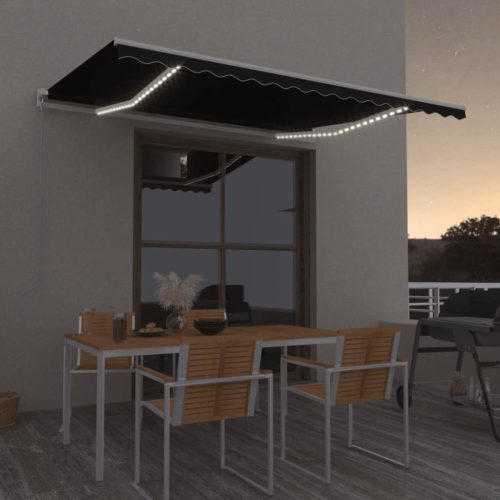 Tenda na ručno uvlačenje s LED svjetlima 400 x 300 cm antracit