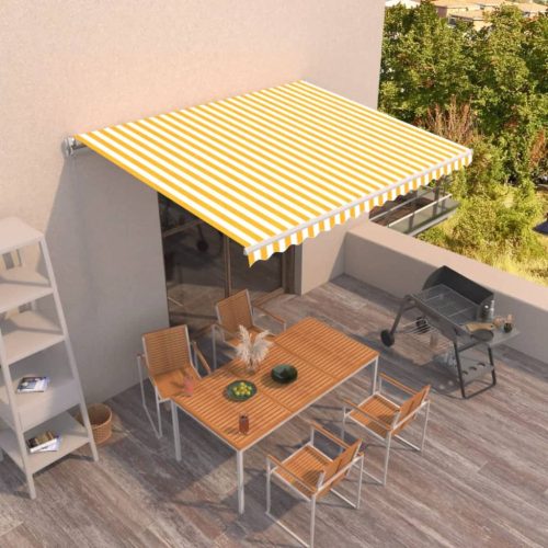 Tenda na ručno uvlačenje 400 x 350 cm žuto-bijela