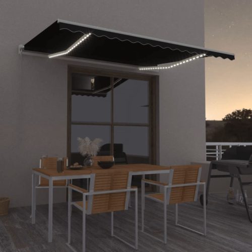 Tenda na ručno uvlačenje s LED svjetlima 450 x 350 cm antracit