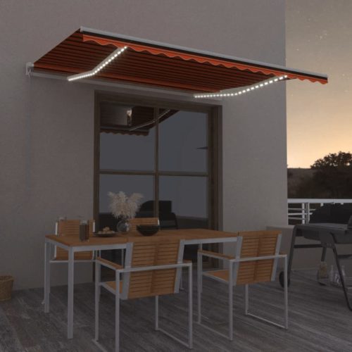 Tenda na ručno uvlačenje LED 450 x 350 cm narančasto-smeđa