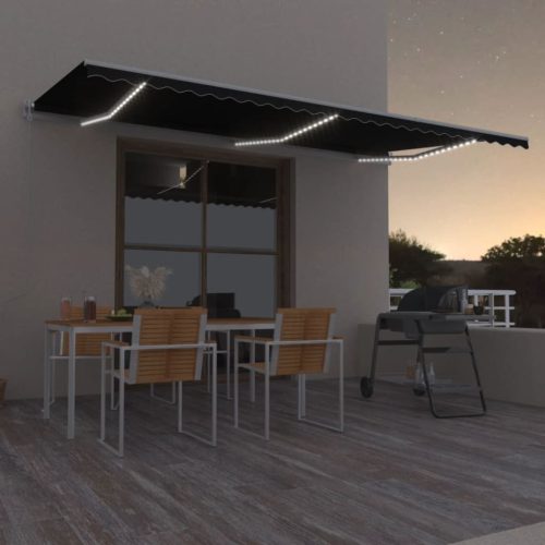 Automatska tenda sa senzorom za vjetar LED 600x350 cm antracit