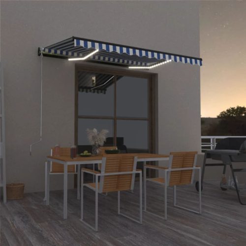 Tenda na ručno uvlačenje LED 400 x 300 cm plavo-bijela