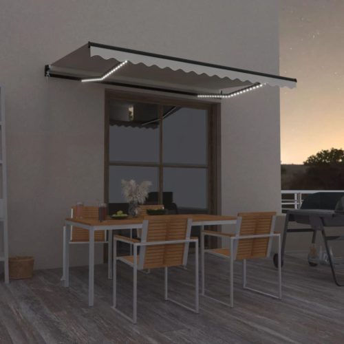 Tenda na ručno uvlačenje s LED svjetlom 450 x 300 cm krem