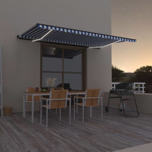 Tenda na ručno uvlačenje s LED svjetlom 500x300 cm plavo-bijela