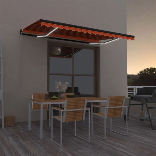 Tenda na ručno uvlačenje LED 400 x 350 cm narančasto-smeđa