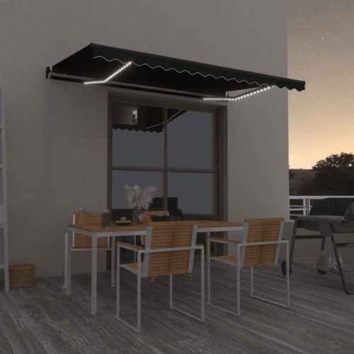 Tenda na ručno uvlačenje s LED svjetlima 450 x 350 cm antracit