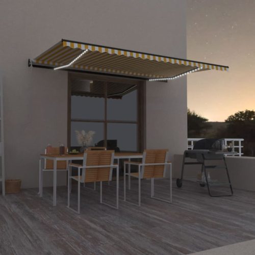 Automatska tenda sa senzorom LED 500x350 cm žuto-bijela