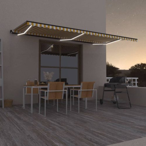 Tenda na ručno uvlačenje s LED svjetlima 600x350 cm žuto-bijela