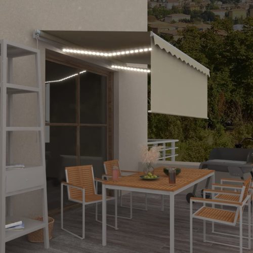 Tenda na ručno uvlačenje s roletom i LED svjetlima 3x2,5 m krem