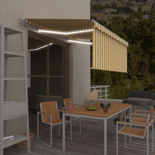 Tenda na ručno uvlačenje s roletom LED 3 x 2,5 m žuto-bijela