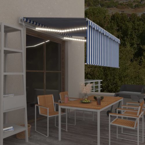 Automatska tenda s roletom i senzorom LED 3x2,5 m plavo-bijela