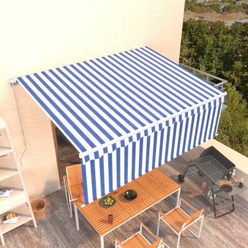 Tenda na ručno uvlačenje s roletom 4 x 3 m plavo-bijela