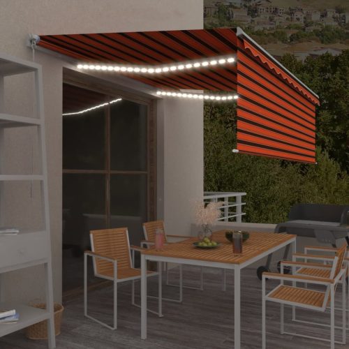 Tenda na ručno uvlačenje s roletom LED 4,5x3 m narančasto-smeđa