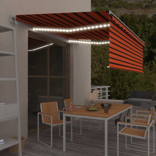 Automatska tenda roleta i senzor LED 4,5 x 3 m narančasto-smeđa