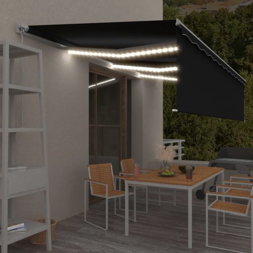 Tenda na ručno uvlačenje s roletom LED 6 x 3 m antracit