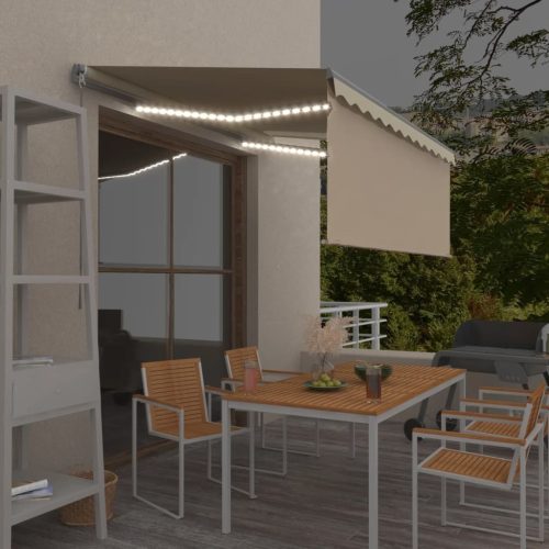 Tenda na ručno uvlačenje s roletom i LED svjetlima 3x2,5 m krem